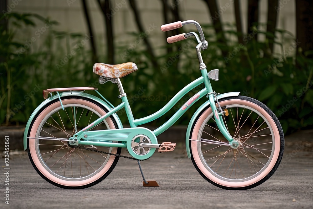 Obraz premium retro cyan bicycle on a dark background
