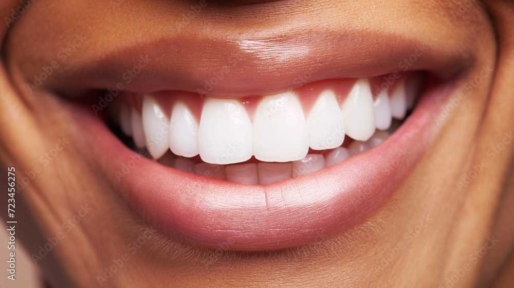 Fototapeta premium Dental care, female smile after teeth whitening