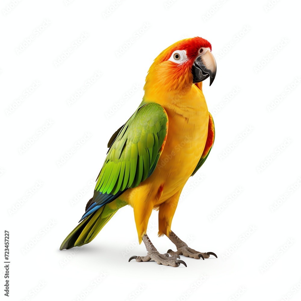 a parrot, studio light , isolated on white background
