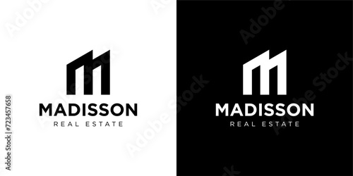 monogram logo letter M with building shape. icons for business, buildings, real estate. photo