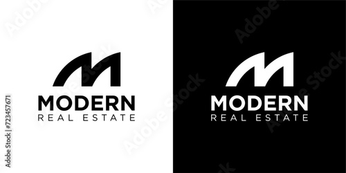 monogram logo letter M with building shape. icons for business, buildings, real estate. photo