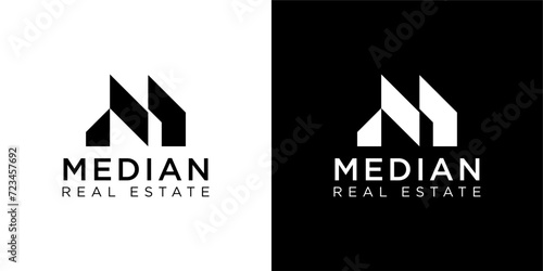 monogram logo letter M with building shape. icons for business, buildings, real estate.