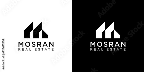 monogram logo letter M with building shape. icons for business, buildings, real estate.