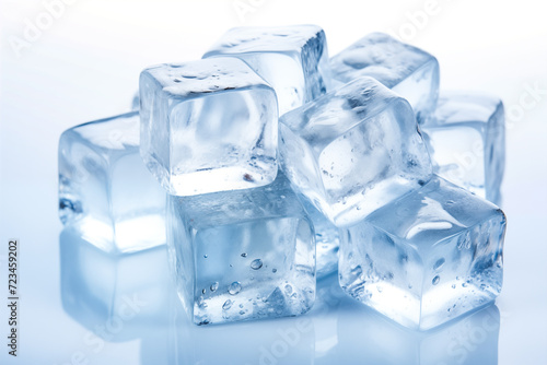 Crystal Clear Ice Cubes on White Background