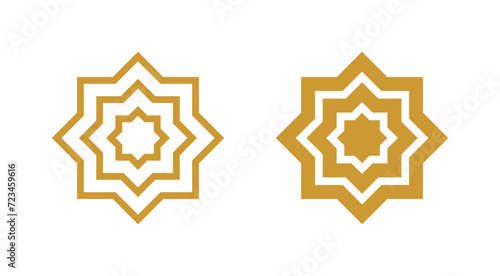Islamic Ornament Set with Gold Color - Flat Design - Editable Vector : Suitable for Islamic Theme and Other Graphic Related Assets. photo