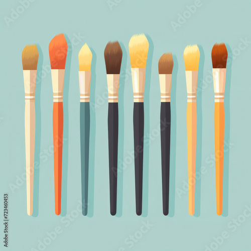 Colorful Collection of Professional Makeup Brushes on White Background