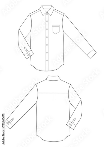 Men's Shirt Fashion Vector - Technical Drawing