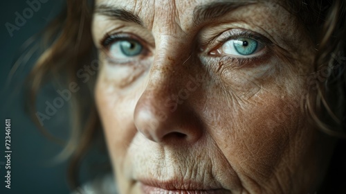 Closeup portrait of a middleaged woman her face drawn and her eyes lacking their usual sparkle. The stress of balancing family and career has taken its toll.