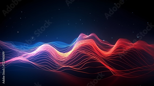 Wallpaper Mural Future digital technology, abstract digital waves and particles on dark background Torontodigital.ca