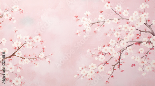 和風の白梅の花の枝のイラスト背景