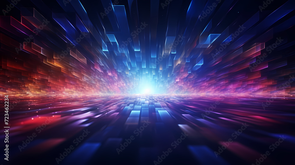 Obraz premium Future digital technology, abstract digital waves and particles on dark background