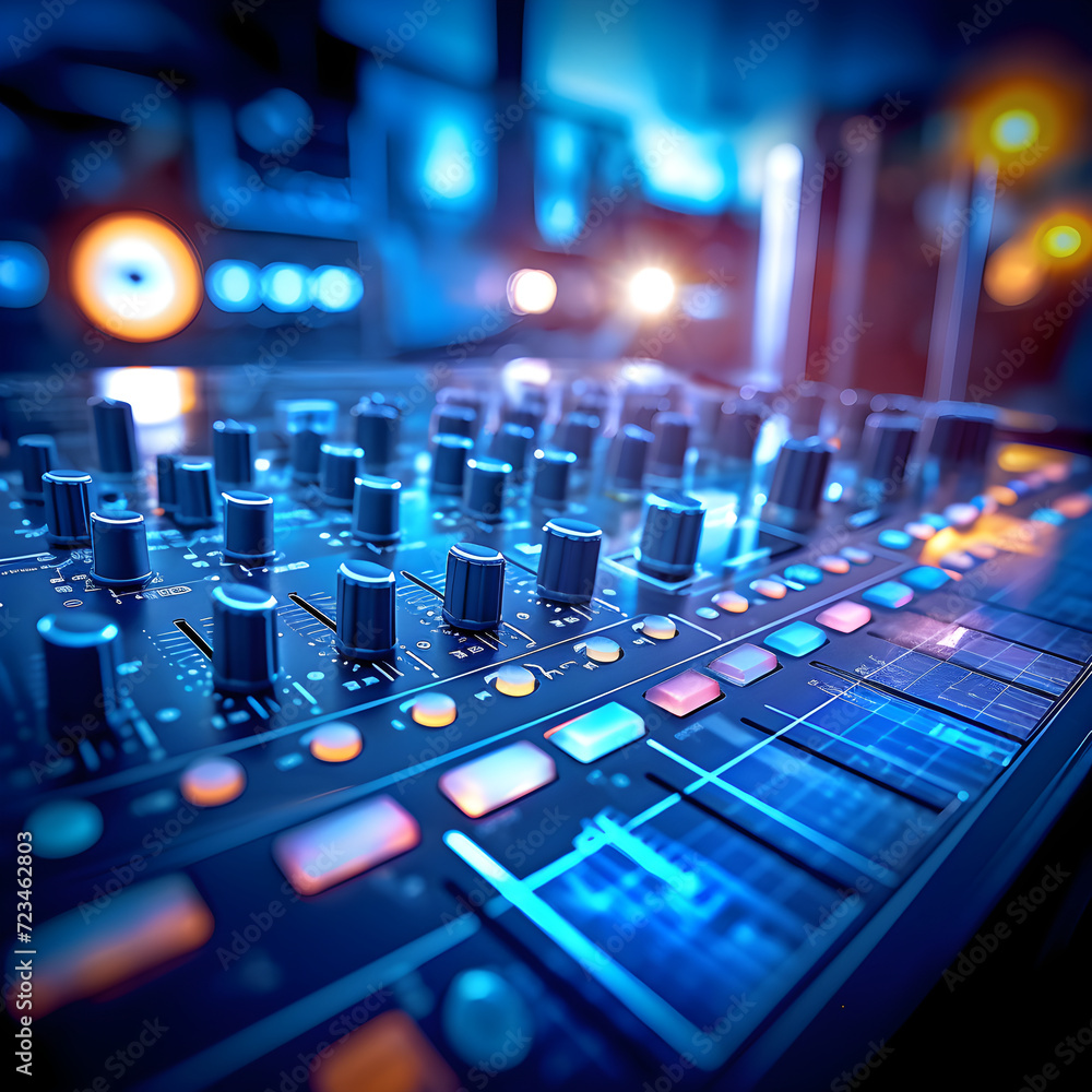Close-up shot of EQ Control Panel on High-Performing Audio Mixer