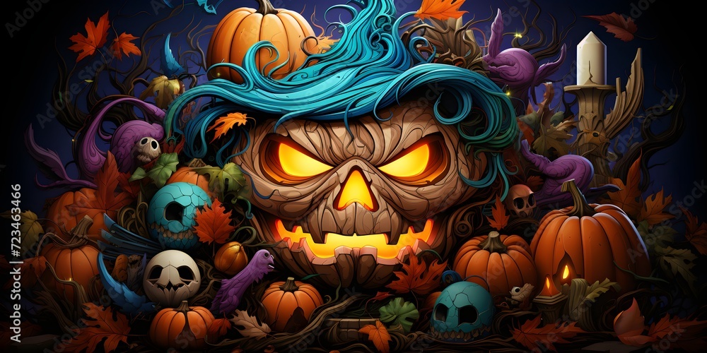 Halloween background in vivid colors