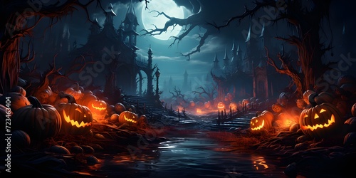 Halloween horror background in vivid colors