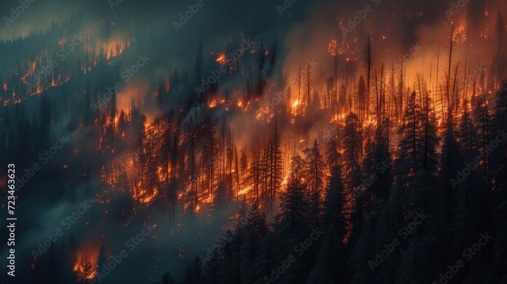 Forest fire in the mountains Forest fire in the mountains