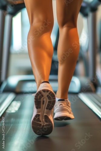legs of a woman running in a gym treadmill 