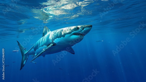 Great White Shark Underwater Photo in Open Water © Sasint