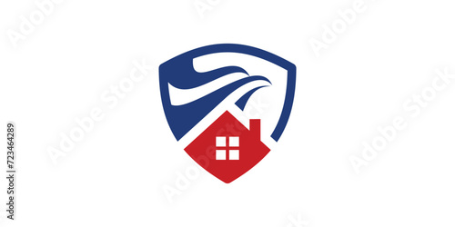 logo design combination of eagle with home, logo design template symbol icon idea.