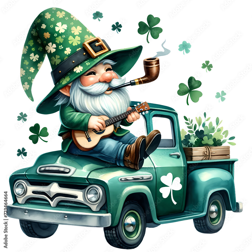 watercolor Saint Patrick's Gnomes watercolor Saint Patrick's Gnomes