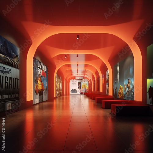 Cinema Hall reception light red 