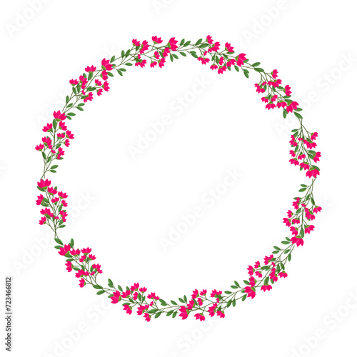 vector hand drawn floral wreath on white background