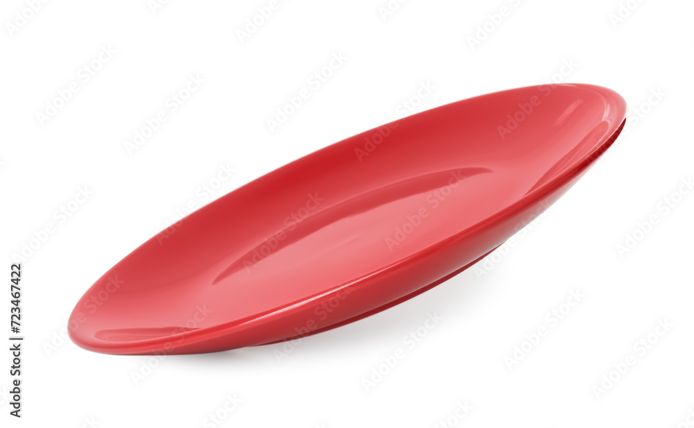 One beautiful red plate isolated on white One beautiful red plate isolated on white