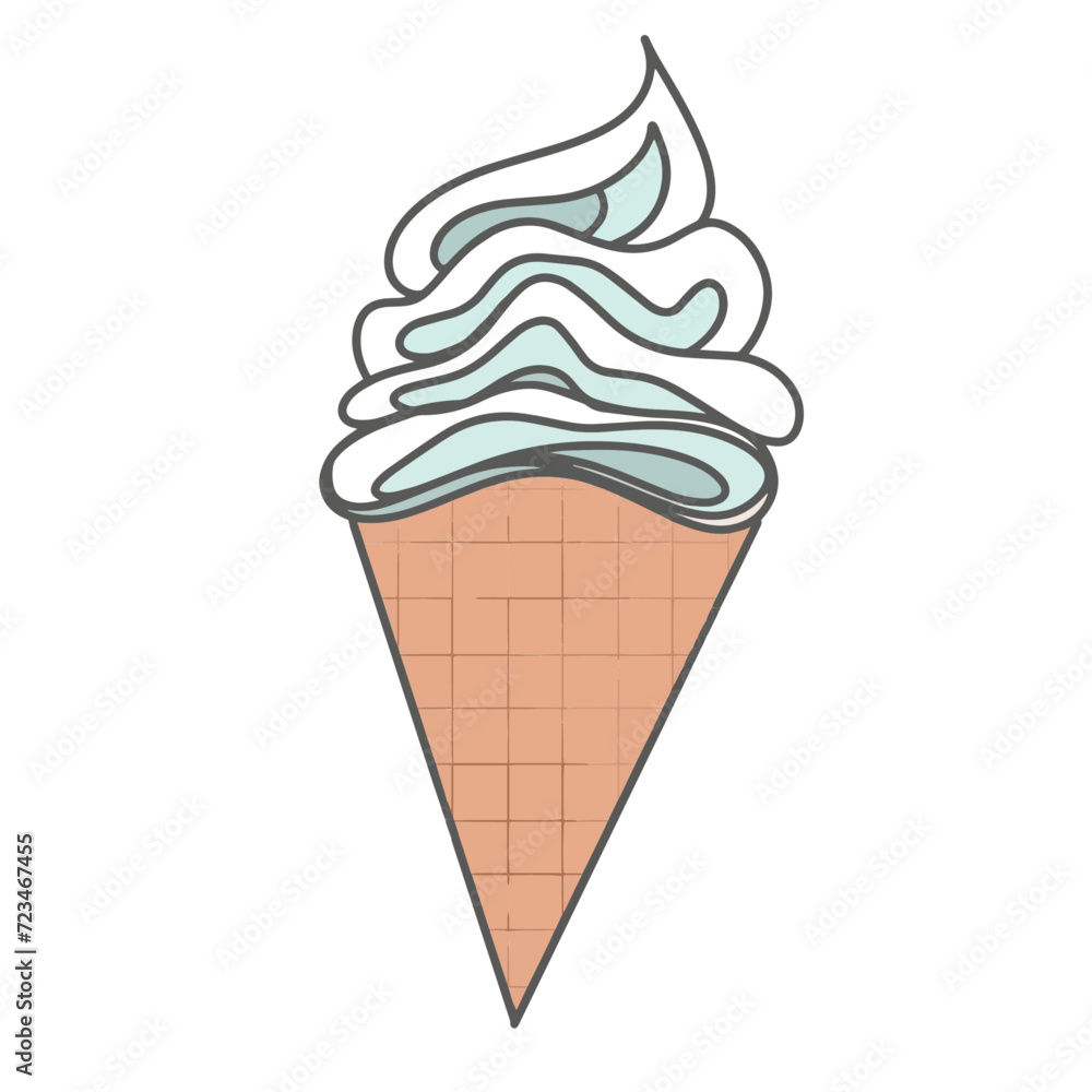 Vanilla ice cream cone vector icon illustration Vanilla ice cream cone vector icon illustration