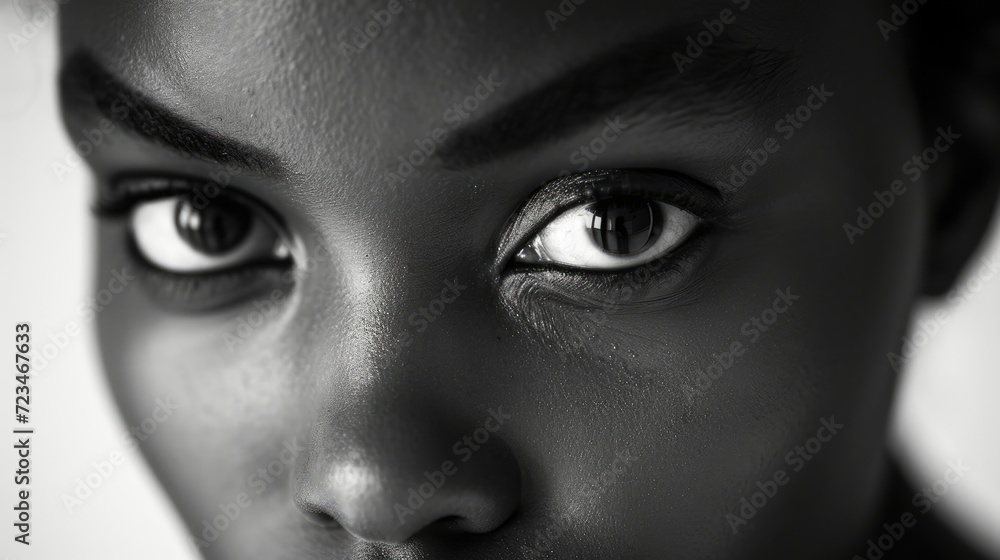 An AfricanAmerican woman with a hardened expression her eyes betraying the vulnerability and fear she carries from her past. An AfricanAmerican woman with a hardened expression her eyes betraying the vulnerability and fear she carries from her past.
