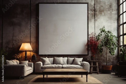 empty poster frame on wall of living room   blank poster frame  Multiple values 