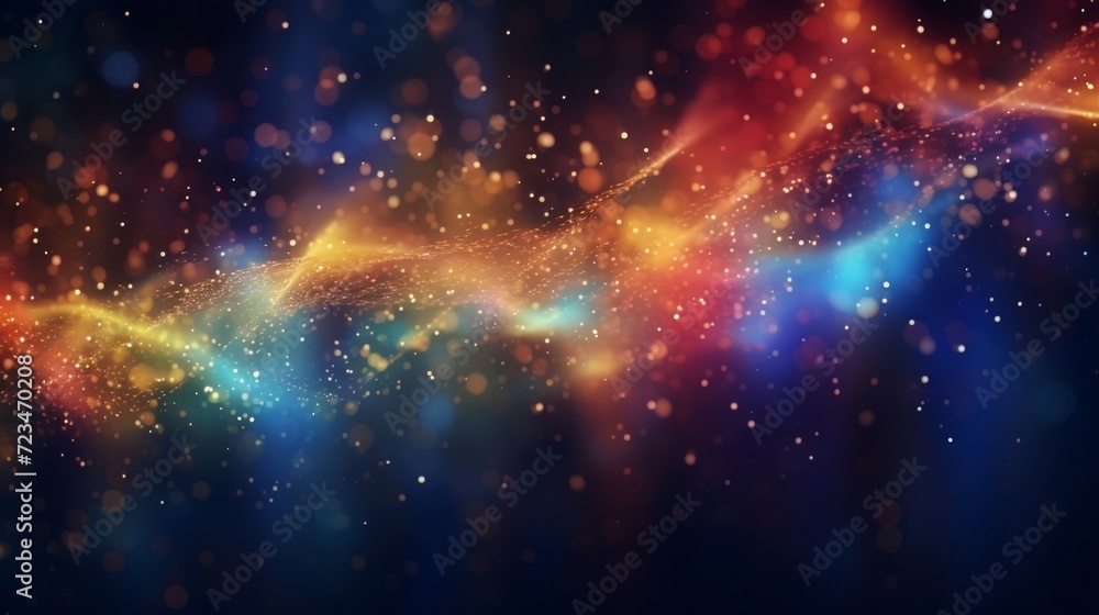 Bright particle wave flowing in a smooth gradient of spectrum colors. Bright particle wave flowing in a smooth gradient of spectrum colors.