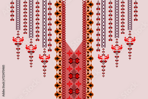 Ethnic neck embroidery luxury elements pattern. Native Aztec oriental traditional perfect design for neckline, necklace, collar decor, decorative, print, textile, texture, border line, illustration 