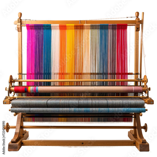 Textile loom, transparent background, isolated image, generative AI