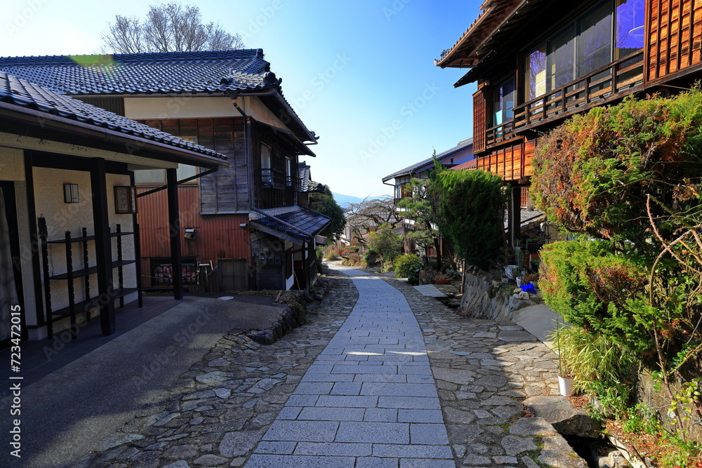 Magome-juku (Nakasendo) a Rustic stop on a feudal-era route at Magome, Nakatsugawa, Gifu, Japan Magome-juku (Nakasendo) a Rustic stop on a feudal-era route at Magome, Nakatsugawa, Gifu, Japan