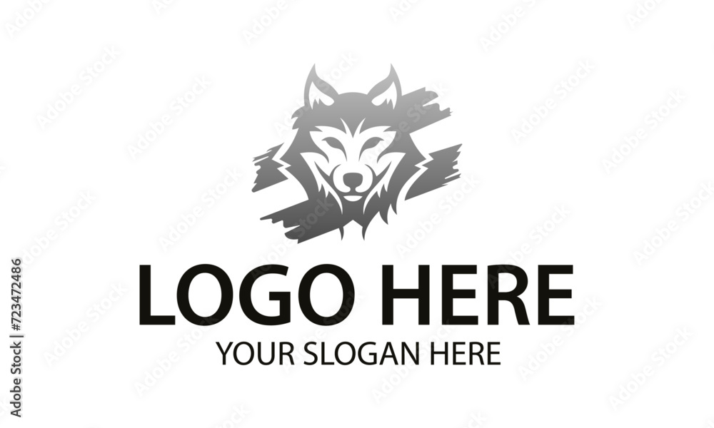 Grey Color Wolf head abstract logo design Grey Color Wolf head abstract logo design