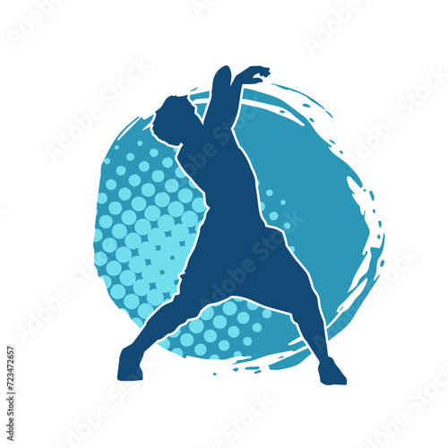 Silhouette of a slim man dancing pose. Silhouette of a male dancer in action pose.