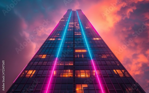 Wallpaper Mural Walls of three-dimensional model of buildings. Models of high-rise buildings with close up. Concept architecture of high-rise housing. Tall houses are lit with neon lights. Torontodigital.ca