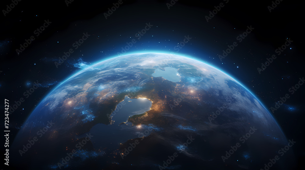 Digital technology universe earth abstract graphics poster web page PPT background