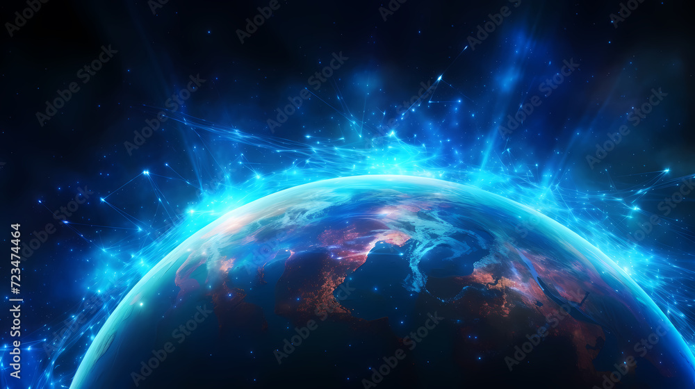 Digital technology universe earth abstract graphics poster web page PPT background