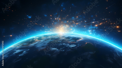 Digital technology universe earth abstract graphics poster web page PPT background © jiejie