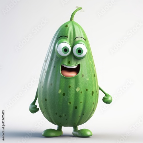 Smiling and Joyful Cucumber 3D Character
