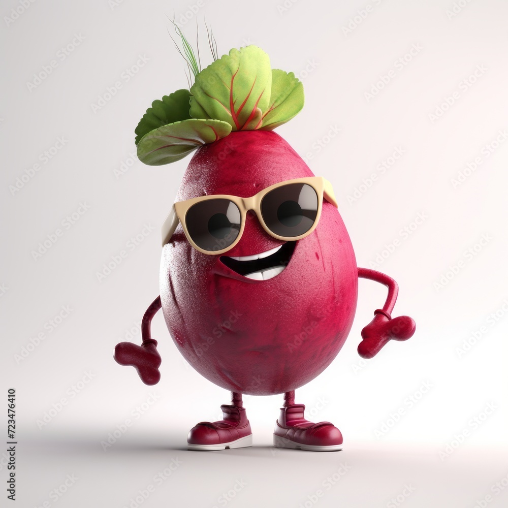 Naklejka premium Smiling and Joyful beetroot 3D Character