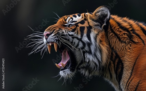 Bengal Tiger Roaring Profile View