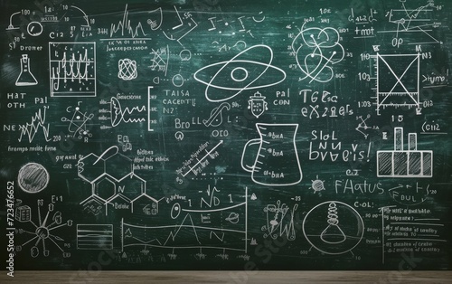 Chalkboard with Mathematical Concepts