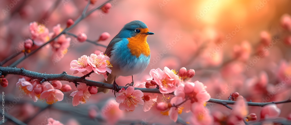 Small Bird Perched on Tree Branch Small Bird Perched on Tree Branch