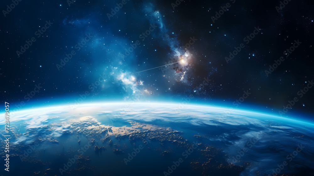 Earth in the cosmic sky, abstract space background of a planet in the universe Earth in the cosmic sky, abstract space background of a planet in the universe