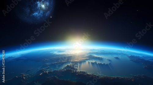 Earth in the cosmic sky  abstract space background of a planet in the universe