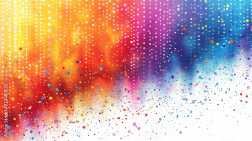 A rainbow dot border on white background. 