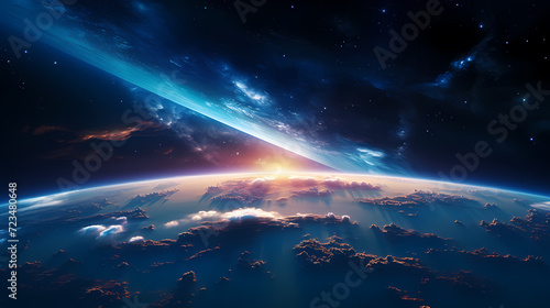 Earth in the cosmic sky  abstract space background of a planet in the universe