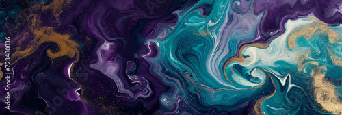 an abstract swirling water in the style of dark turquoise and light gold, generative AI