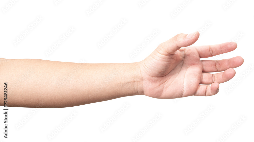 isolated of male hand holding something like a bottle or can. isolated of male hand holding something like a bottle or can.